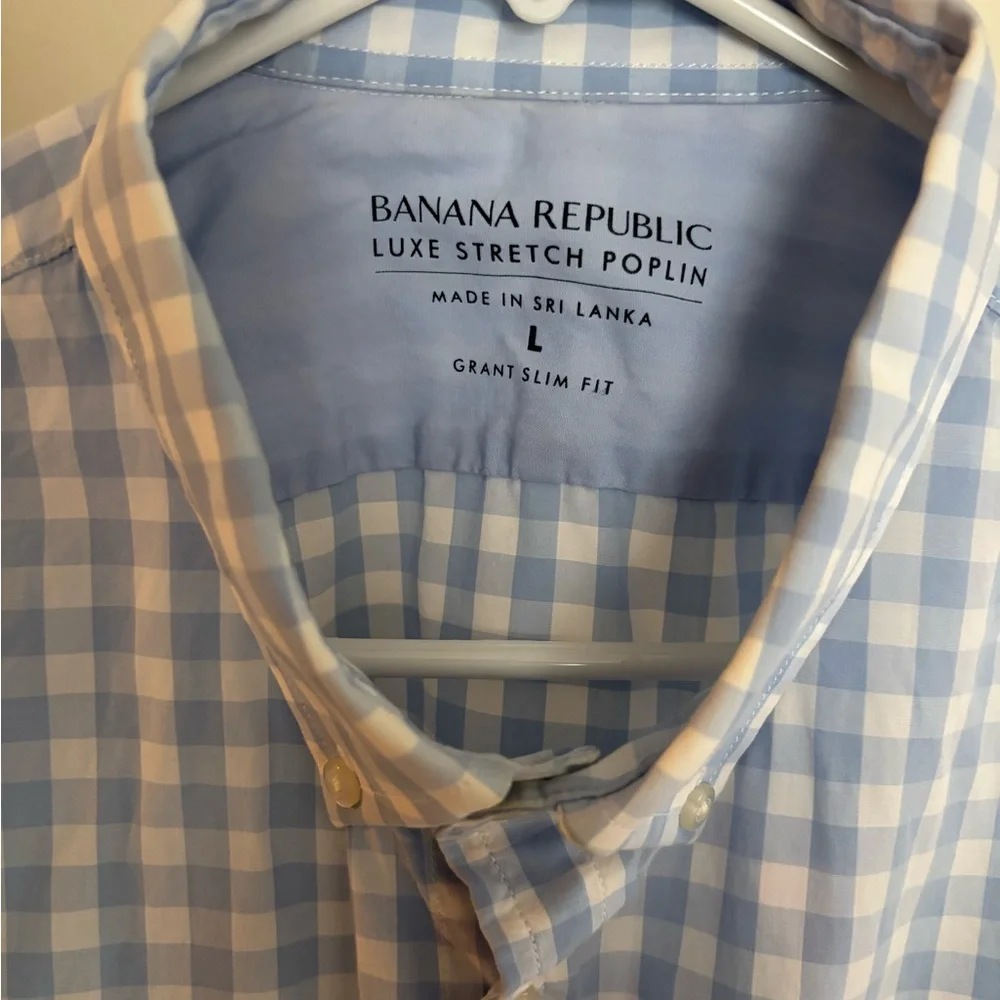 Banana Republic Light Blue Checkered Men's Shirt - Picture 2 of 3